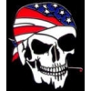 SKULL USA PIN WITH PATRIOTIC US DEW RAG SKULL HAT LAPEL PIN